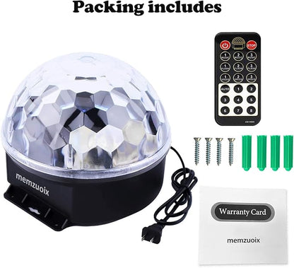 memzuoix Disco Ball Dj Strobe Light with 6 Colors, Sound Activated Big-Size Magic Stage Party Light with Remote Control, Halloween Decorations Bar Wedding Home Club (7'' Big Size)