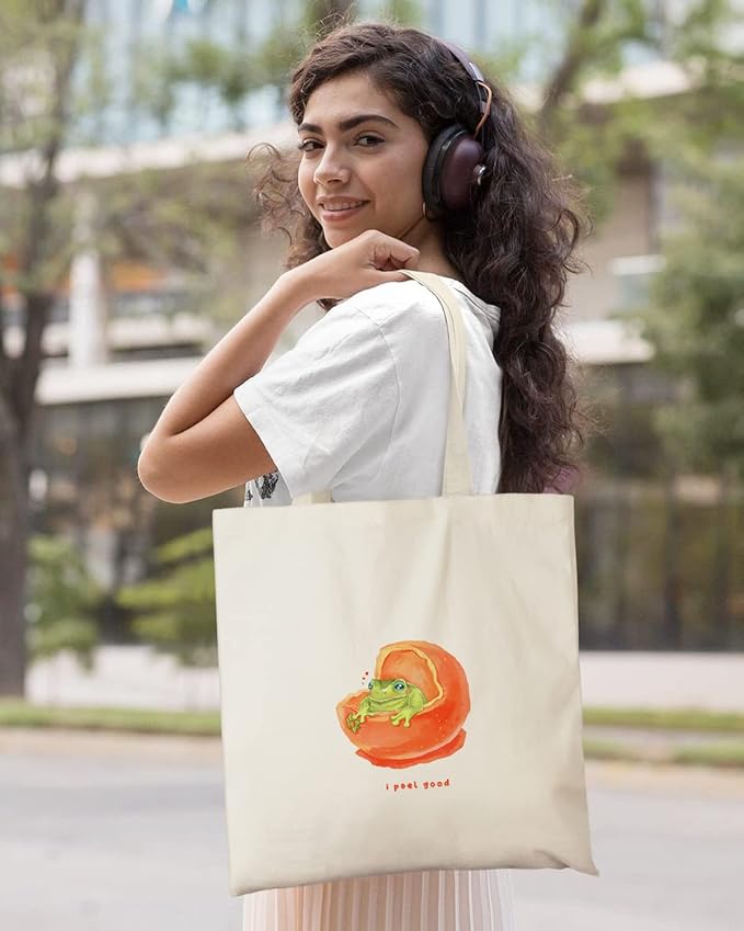 AUSVKAI Canvas Tote Bag Aesthetic for Women, Cute Reusable Cloth Cotton Bags for Shopping Beach Grocery
