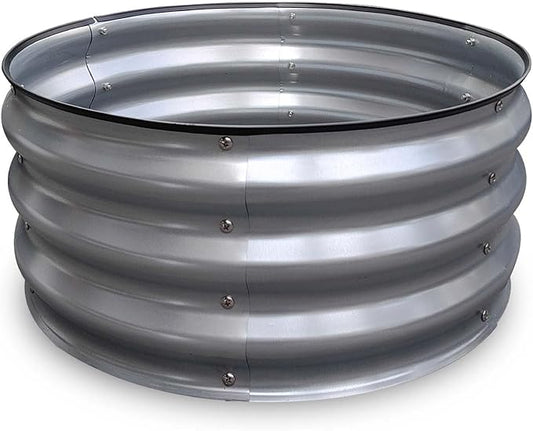GrowHaus 2x2x1FT Galvanized Raised Garden Bed, Planter Boxes Outdoor Round Metal Garden Beds for Planting Vegetables Flowers Herbs Silver