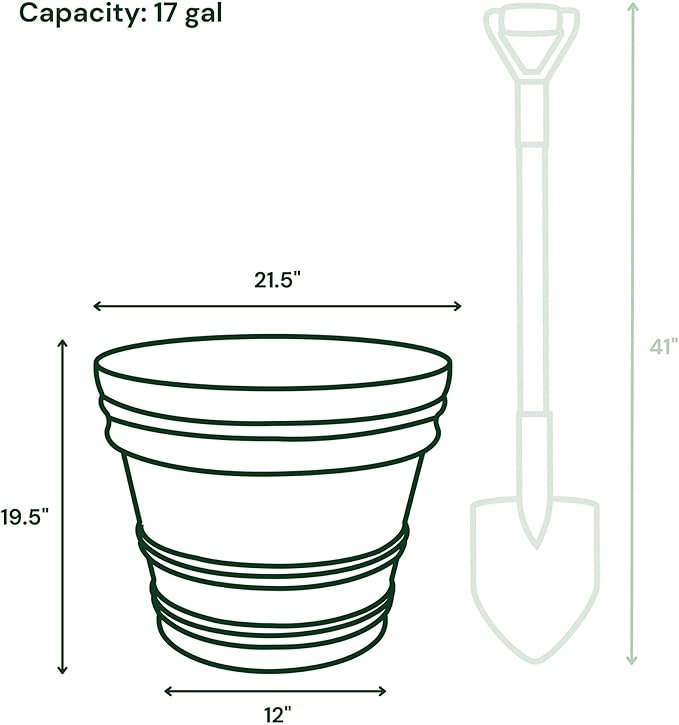 Bloem Rolled Rim 22" Round Planter Pot - Terra Cotta Resin Indoor or Outdoor Gardening Planter with Knockout Drainage, 2-Pack