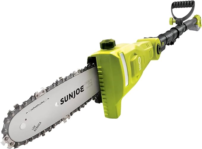 Sun Joe Cordless Pole Chainsaw Machine, Electric Telescoping Trimmer, Extendable Up to 7.2 Ft - Heavy-Duty Trimming Equipment for Tree Trunks, Limbs, Logs, Brush, and Branches, 24V-PS8-LTE