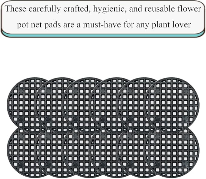 HAHIYO 20PCs 2.6Inch/6.5cm Black Round PP Plastic Flower Pot Hole Mesh Pad Bottom Grid Mat Bonsai Drainage mesh Hole Screens Gasket Prevent Soil Loss Breathable Gasket Drainage Netting for Bonsai