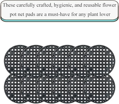 HAHIYO 20PCs 2.6Inch/6.5cm Black Round PP Plastic Flower Pot Hole Mesh Pad Bottom Grid Mat Bonsai Drainage mesh Hole Screens Gasket Prevent Soil Loss Breathable Gasket Drainage Netting for Bonsai