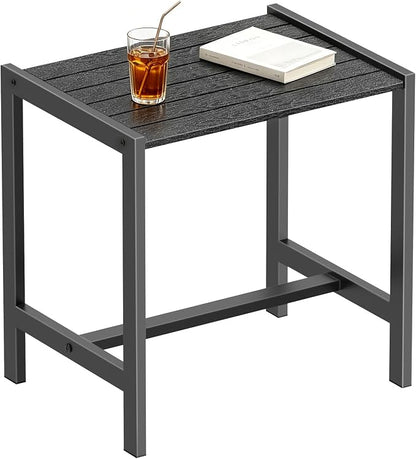 Outdoor Side Table,Weather-Resistant Square Patio End Table,Small Outdoor Accent Table for Backyard,Pool,Deck,Garden,Waterproof,Easy-to-Clean & Assembly,Black