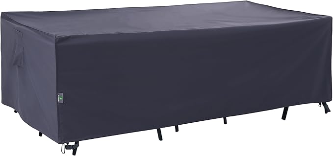 F&J Outdoors Patio Table Covers Waterproof Rectangular 86 x 44 x 27.5 inches, UV Resistant Snow Protection for Outdoor Dining Tables, Grey