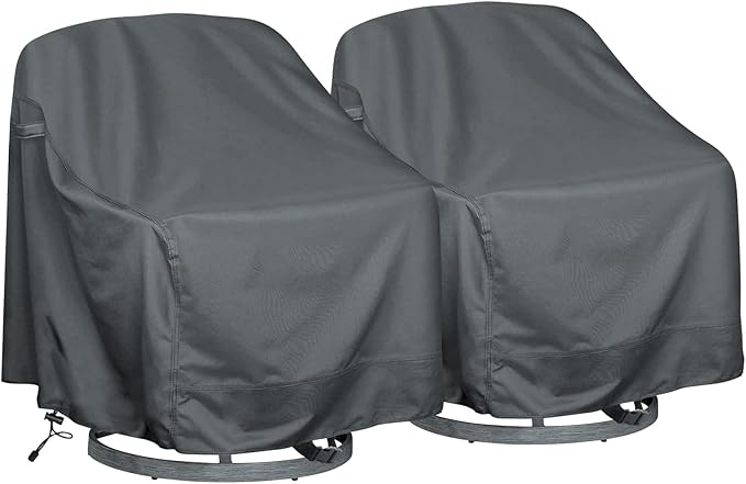 Outdoor Swivel Lounge Chair Cover 2 Pack, Fits to (39" W X 37" D X 38" H) Lawn Patio Chairs, 420D Tear-Resistant, UV Resistant, Waterproof for Furniture Covers, Gray