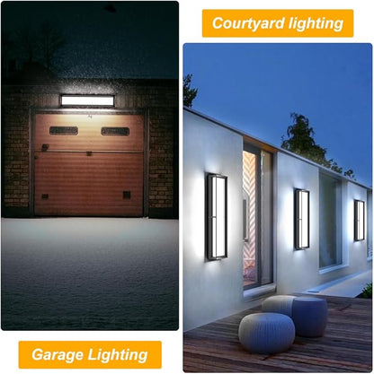 Large Outdoor Wall Lights,10%-100% Dimming LED Wall Sconce Light,3000k 4500K 6000k,23.6in LED Exterior Light Fixture,IP65 Matt Black Fixture for Commercial and Residential(2Pack)