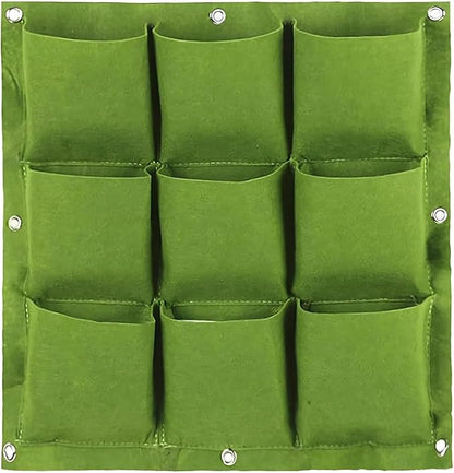 WFIST Vertical Hanging Planter Bag, Breathable Felt Wall Garden Planter with Metal Grommets, Indoor/Outdoor Space-Saving Herb & Flower Growing Pouch (9-Pocket)