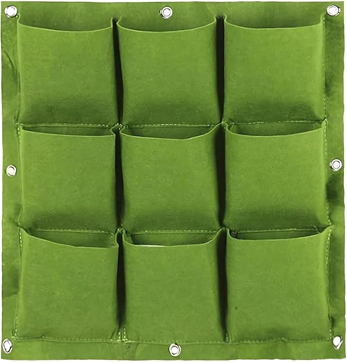 WFIST Vertical Hanging Planter Bag, Breathable Felt Wall Garden Planter with Metal Grommets, Indoor/Outdoor Space-Saving Herb & Flower Growing Pouch (12-Pocket)