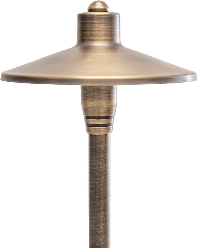 G2 12V Brass Path Light (24" Tall) with 3W 2700K Warm White G4 LED Bulb for Low Voltage Landscape Lighting on Outdoor Pathway, Walkway, Garden, Driveway or Patio