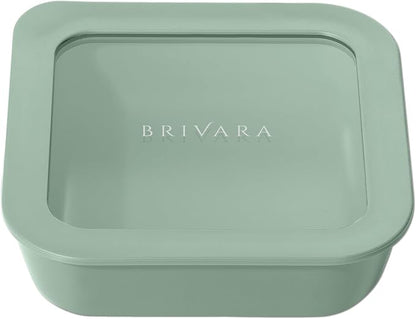 Glass Food Storage Container with Lid, 2.5-Cup Small Square | Microwave-Safe Airtight Lid, Oven-Safe Ceramic-Coated Glass | Zero Plastic, No PFAS/PFOA/BPA, Reusable [Willow]