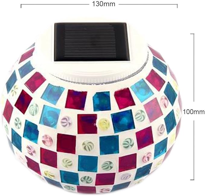 Solar Color Changing Table Lamp, Mosaic Glass Ball Light Garden Waterproof Night Light Desk Lights,Party Lights for Home, BAR,Party,Outdoor Decoration Lights (Red & Blue Square)