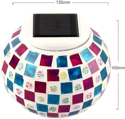 Solar Color Changing Table Lamp, Mosaic Glass Ball Light Garden Waterproof Night Light Desk Lights,Party Lights for Home, BAR,Party,Outdoor Decoration Lights (Red & Blue Square)