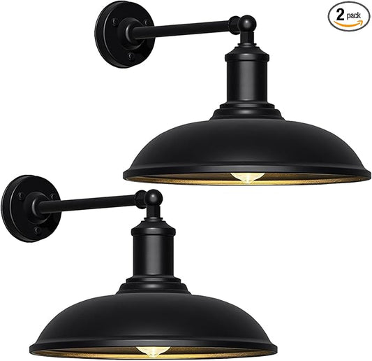 18" Vintage Style Barn Gooseneck Light, Large Farmhouse Waterproof and Rust-Resistant Wall-Mounted Lighting Fixture for Porches, Garages, Patios and Farmhouses 2-Pack
