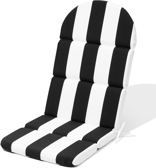 Crestlive 50x19.6 Inch Adirondack Chair Cushion, Water Repellent, Fade Resistant, High Back Outdoor Rocking Chair Cushion for Patio, Black White Stripe
