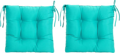 ARTPLANT Outdoor Dinning Seat Pads Cushions with Tie 19"x19"x4",Square Wicker Outdoor Tufted Chair Cushion,Set of 2,Lake Blue