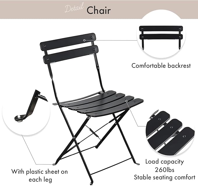 Indoor/Outdoor 3-Piece Foldable Bistro Set, Folding Outdoor Patio Furniture Sets, 2 Chairs and 1 Table, Weather-Resistant Outdoor/Indoor Conversation Set for Patio, Yellow, White, US001