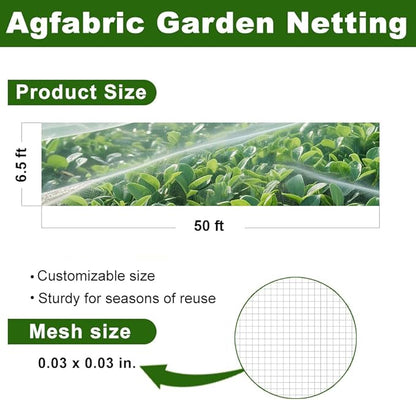 Agfabric Garden Netting Barrier Net, Bird Netting for Garden Trees Vegetable and Plants 6.5'x50', White