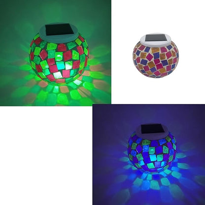Lxcom Lighting Color Changing Glass Mosaic Ball 3D Fireworks Lights Large Globe Ball Decorative Waterproof Solar Night Light Rechargeable Solar Table Lamp for Indoor Garden Patio Yard Outdoor