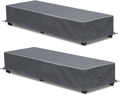 Waterproof Patio Lounge Chair Cover 2 Pack Outdoor Chaise Lounge Covers 600D Weather Resistant Material, UV Protection, Windproof Design Outside Furniture Covers 80" x 28" x 14" H,Grey