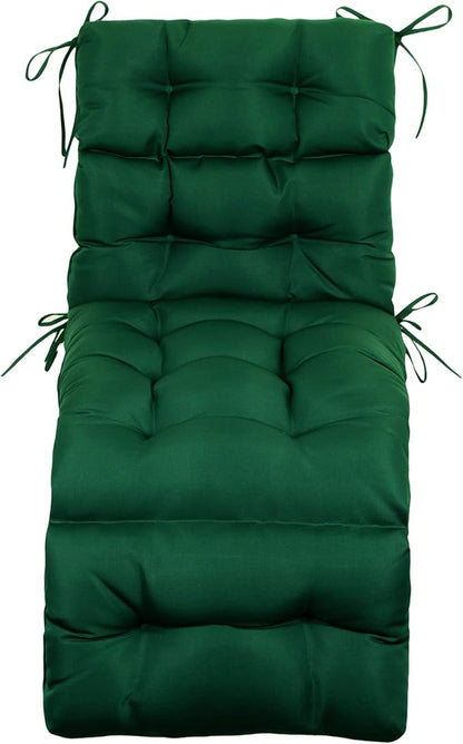 ARTPLAN Outdoor Chasie Lounge Tufted Thick Cushion with Ties,Replacement Wicker Chair Cushion for Paito Fruniture,72x22x4inches,All Weather,Invisible Green