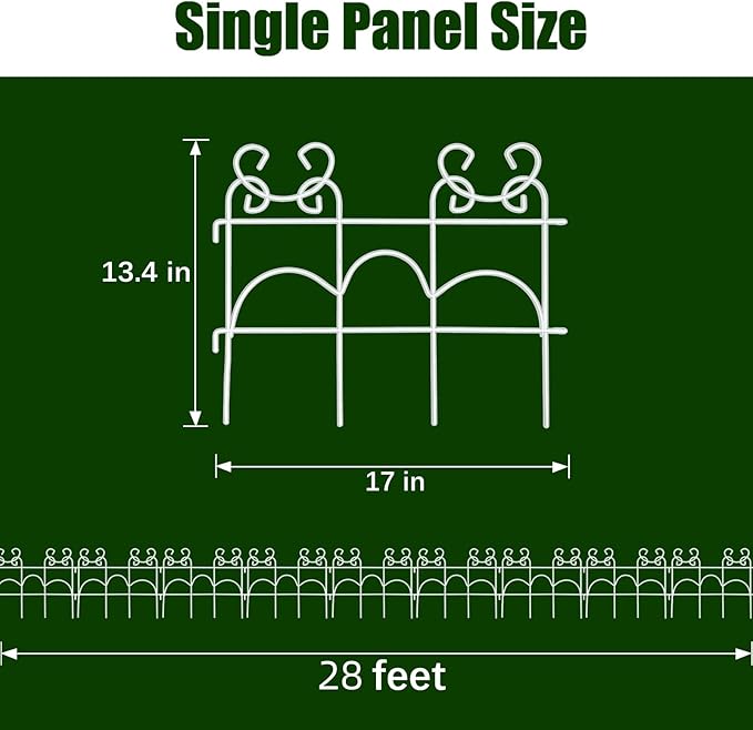 ARIFARO Decorative Garden Fence, 10 Pack, 14 ft Metal Flower Bed Border Fence, Small Fence for Garden Edging, No Dig Movable Panels for Lawn Patio Yard（13" H x 17" W ）