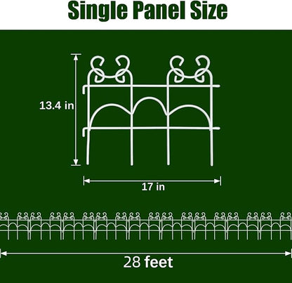 ARIFARO Decorative Garden Fence, 20 Pack, 28 ft Metal Flower Bed Border Fence, Small Garden Fence for Edging Lawn Yard Patio, No Dig Movable Panels（13" H x 17" W）