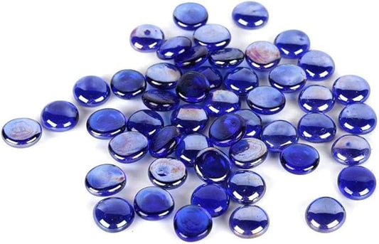Houseables Glass Beads for Vases, Marbles for Vases, Glass Marbles, Filler, Blue Beads, Flat, Blue Gems, Crafts, Pebbles, Stones, Decorative Rocks, Plants, Florist, Floral, Fishbowl, 5 LBS, 400-500 PC