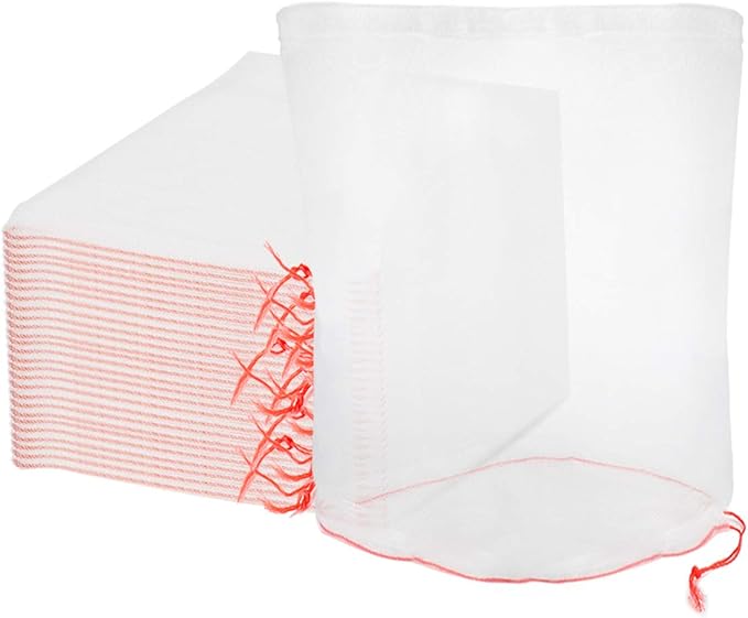 Fruit Protection Bags for Fruit Tree, 50pcs 8x12 in Grape Netting Bags with Drawstring, Reusable Cover Mesh Protect Plants Flowers Veggies from Insects Birds Flies