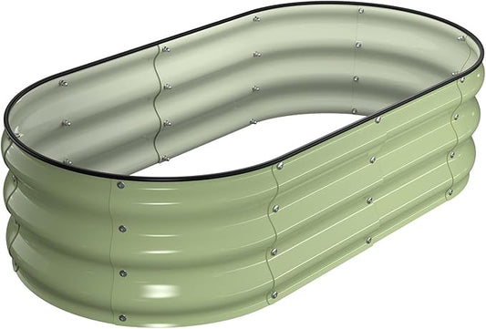 Winpull Raised Garden Bed Kit, 4x2x1 ft Galvanized Planter Box Outdoor with Safety Edging, Large Metal Raised Beds for Gardening Vegetables Flower Herb (Avocado Green)