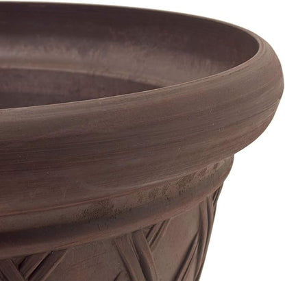 PSW Pot Collection Basket Weave Planter Pot for Indoor and Outdoor Plants and Gardens, 18-inch, Chocolate