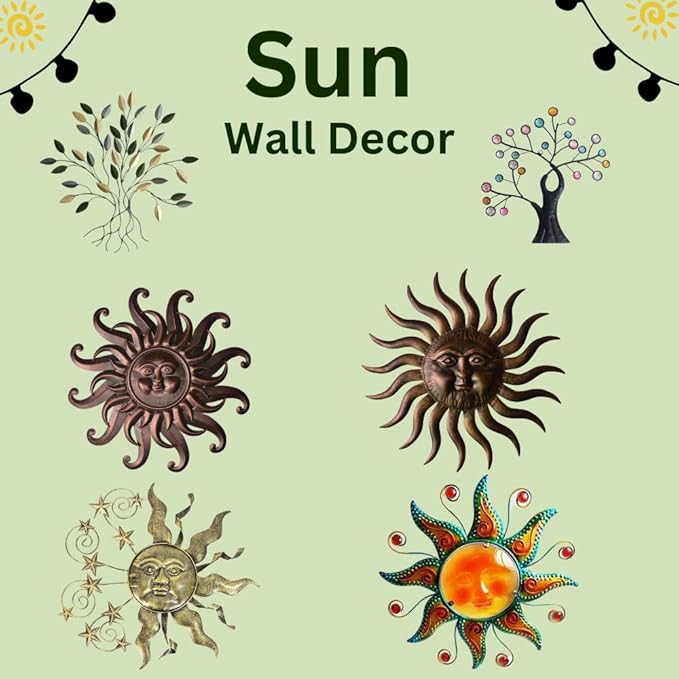 Comfy Hour 25" Bronze Metal Sun Face Wall Art, Antique Vintage Celestial Figurine Style Home Decor, Large Outdoor Garden Sculpture, Patio 3D Decor, Farmhouse Rustic,
