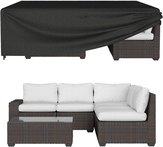 ONBRILL Patio Furniture Set Covers, 90 ×64 ×28 inch Outdoor Furniture Set Covers Waterproof, 600D Heavy Duty Oxford Patio Table Cover with Windproof Buckles for Patio Table and Chair Set, Black