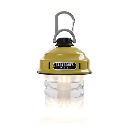 Barebones Beacon Hanging Light – Dusty Yellow, Rechargeable LED Camping Lantern with Adjustable Brightness – Weatherproof Vintage-Style Hanging Lantern for Outdoor Adventures and Year-Round Use