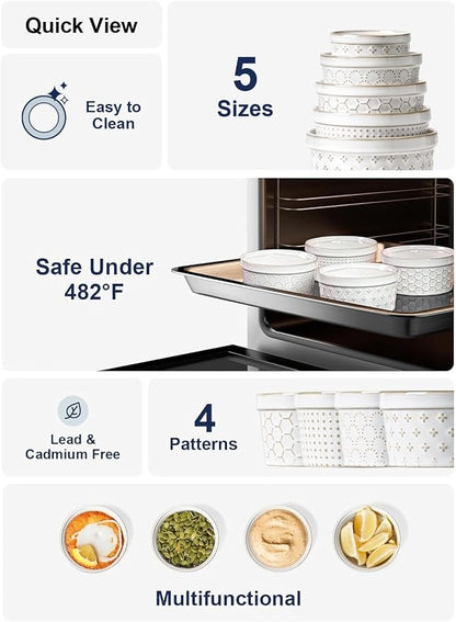 LE TAUCI Ramekins 8 oz, Ramiken for Creme Brulee, Lava Cake, Pudding, Souffle, Pot Pie, Ceramic Baking Dishes, Oven Safe - 4.3 inch, Set of 4, Arctic White