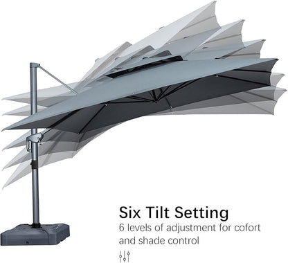 PURPLE LEAF Cantilever Patio Umbrella Outdoor Aluminum Offset Square Umbrella Windproof Heavy Duty Hanging Outside Umbrella for Deck Pool Garden