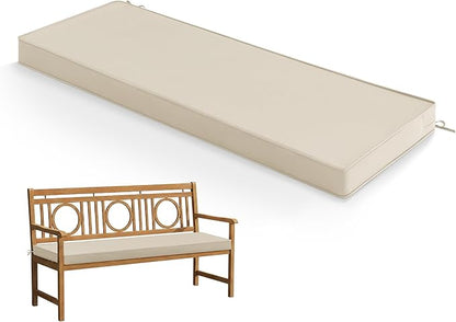Summsun Outdoor Bench Cushion: Waterproof and Fade Resistant Patio Furniture Cushions - Non-Slip Bench Pad Cushion with Removable Cover for Garden Swing Porch Sofa Settee, 42 x 18 Inch, Beige