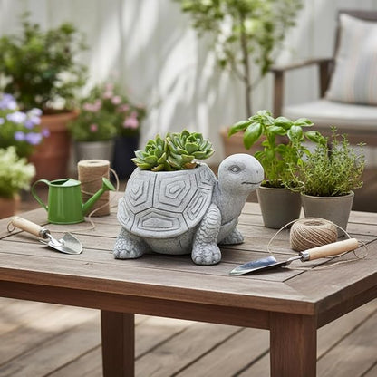 Comfy Hour 14" Turtle Planter for Indoor and Outdoor Plant, Ployresin, Spring in Garden Collection