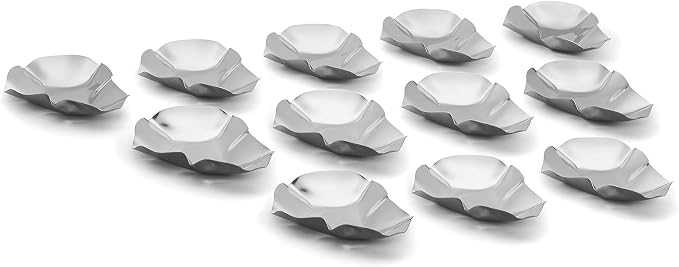 Outset Grillable Shells, Stainless Steel Grillable Oyster Shells, Set of 12 | Grill or Bake Oysters | Durable Stainless Steel Grilling Shells | Cook & Serve Oysters | Seafood Barbeque Accessories