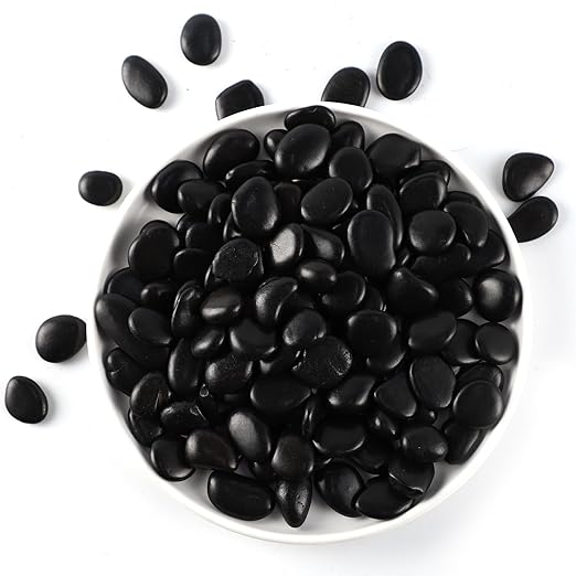 20LB Black River Rocks for Vases 3/4-1 5/8Inch River Stones Decorative Rocks for Plants Indoor Pebbles for Crafts Decorative Stones Gravels Rocks for Plants Outdoor