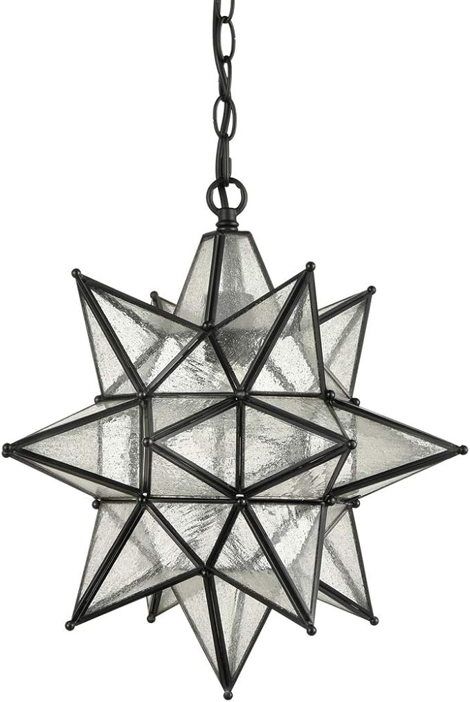 DIRYZON EUL Moravian Star Pendant Light 16 inch Seeded Glass Hanging Light