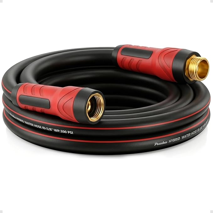 Short Garden Hose 10ft x 5/8", NON-EXPANDABLE Heavy Duty Premium Flexible Water Hose, No Kink, Leakproof, Lightweight Hybrid Hose with Male to Female Fittings for Household&Backyard