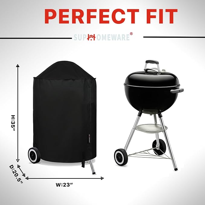 Suphomeware 18 Inch Grill Cover for Weber Kettle Charcoal, Waterproof and Heavy Duty BBQ Covers with Fade Resistant
