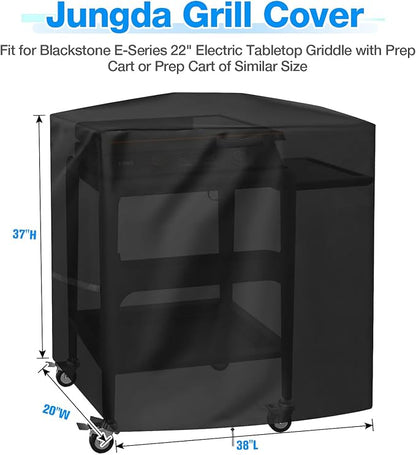 Grill Cover for Blackstone Model 8003 E-Series 22" Electric Tabletop Griddle with Prep Cart, Waterproof Heavy Duty Indoor Griddle Cover