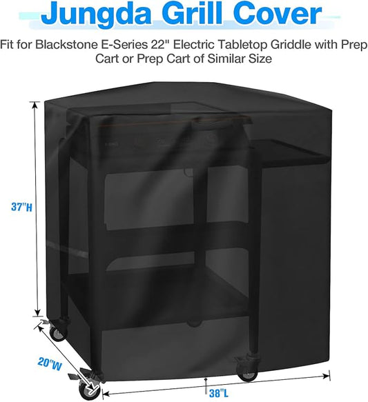 Grill Cover for Blackstone Model 8003 E-Series 22" Electric Tabletop Griddle with Prep Cart, Waterproof Heavy Duty Indoor Griddle Cover