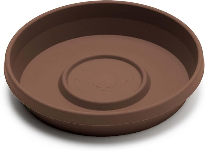 Bloem Terra Resin Saucer Tray: 4.75" Bottom Width - Chocolate Brown - Matte, Durable, Ribbed Bottom, Indoor and Outdoor, Fits 6" Terra Pots