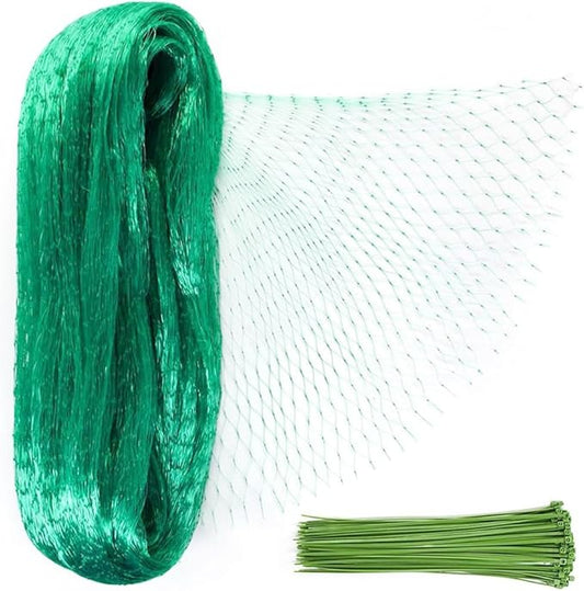 16 x 33ft Garden Netting, Bird Netting Strawberries Cover for Plants, Fruit, Vegetables,Seedlings with 100 PCS of Zip Ties