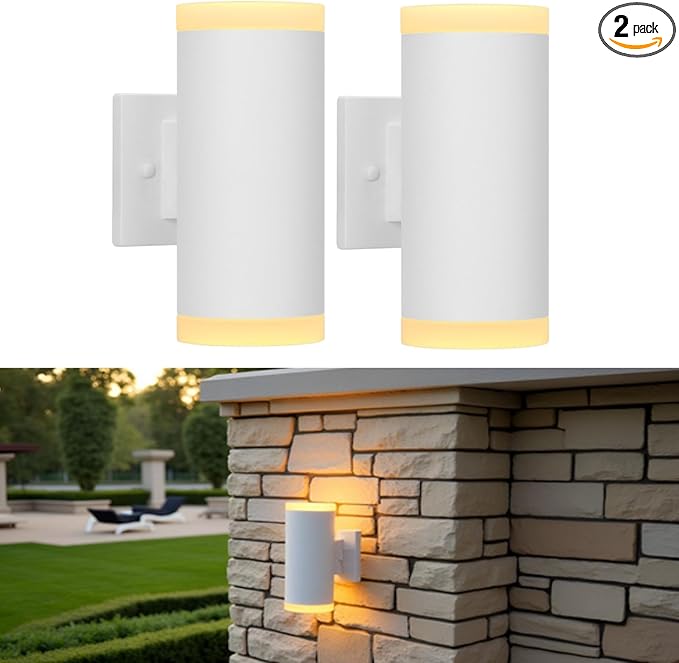 Outdoor Wall Lantern, ZUUKOLE Waterproof Exterior Wall Light, Anti-Rust Aluminum Wall Mount Lighting Cylinder Design – Up Down Wall Light fixtures for Porch, Patio or Garage, 2 Pack