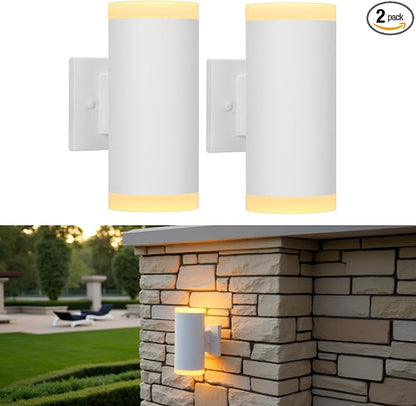 Outdoor Wall Lantern, ZUUKOLE Waterproof Exterior Wall Light, Anti-Rust Aluminum Wall Mount Lighting Cylinder Design – Up Down Wall Light fixtures for Porch, Patio or Garage, 2 Pack