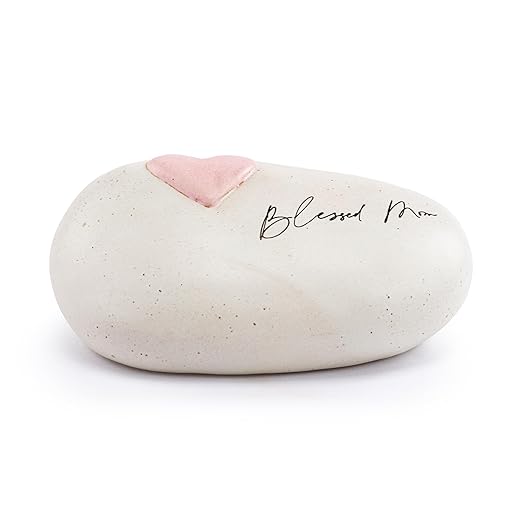 DEMDACO Inspired Everyday Collection Blessed Mom Pink Heart 4.5 x 3 Stoneware Decorative Garden Stepping Stone Patio Walkway Sculpture Yard Art